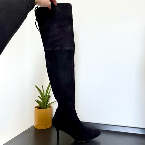 Stuart Weitzman black suede Tiemodel over-the-knee high heel boots - size 7.5 - Picture 5 of 8